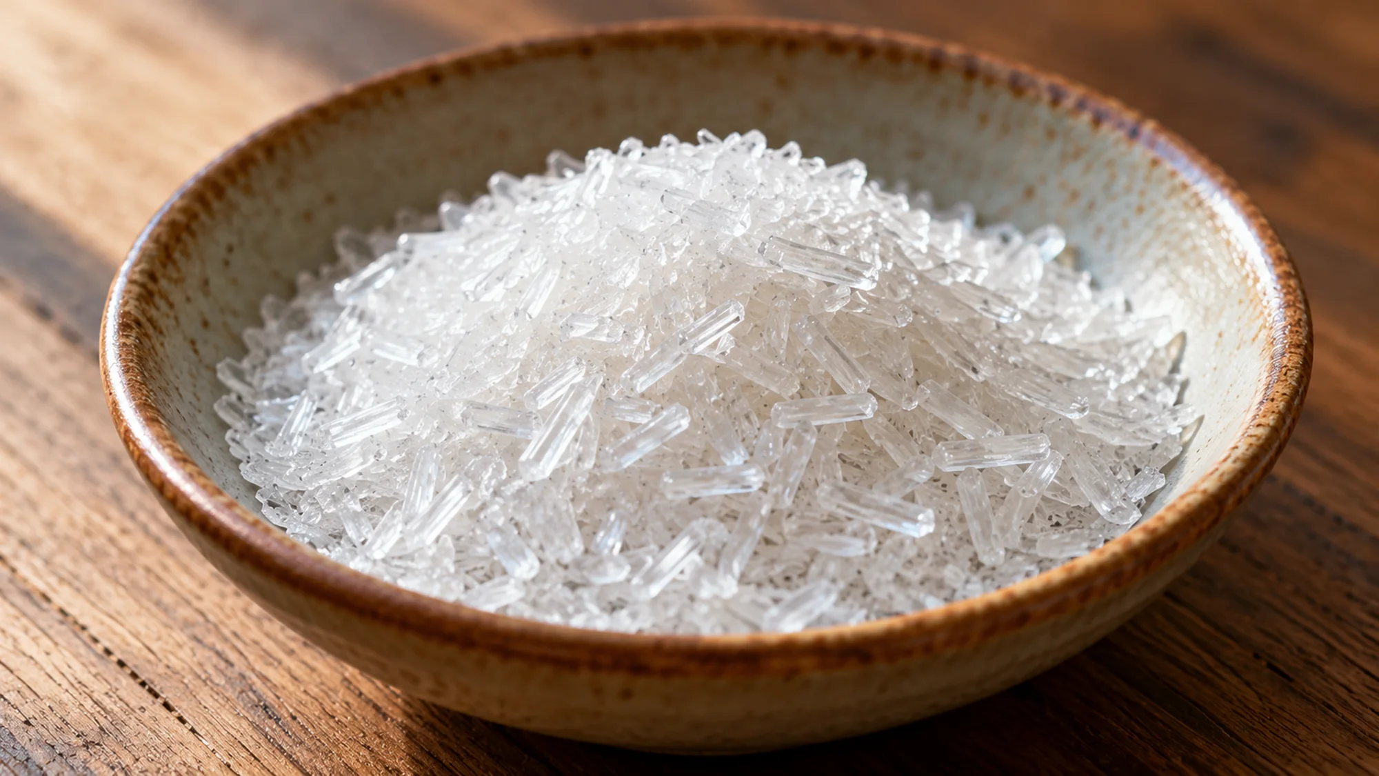 Close view of MSG crystals used as accent seasoning