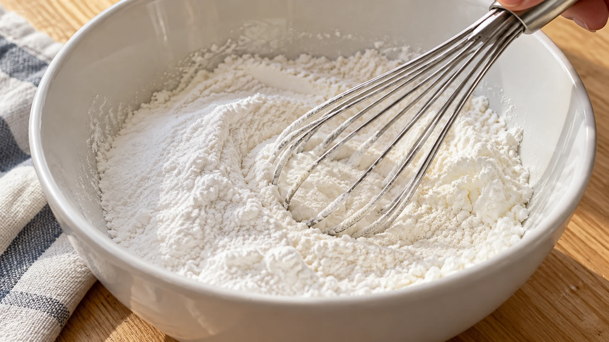 Whisk blending dry baking powder substitute in a bowl