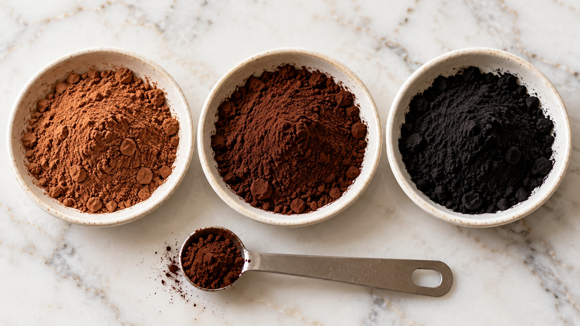 Natural, Dutch-process and black cocoa powder compared in three dishes