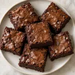 brownie squares with thin crackly tops, overhead