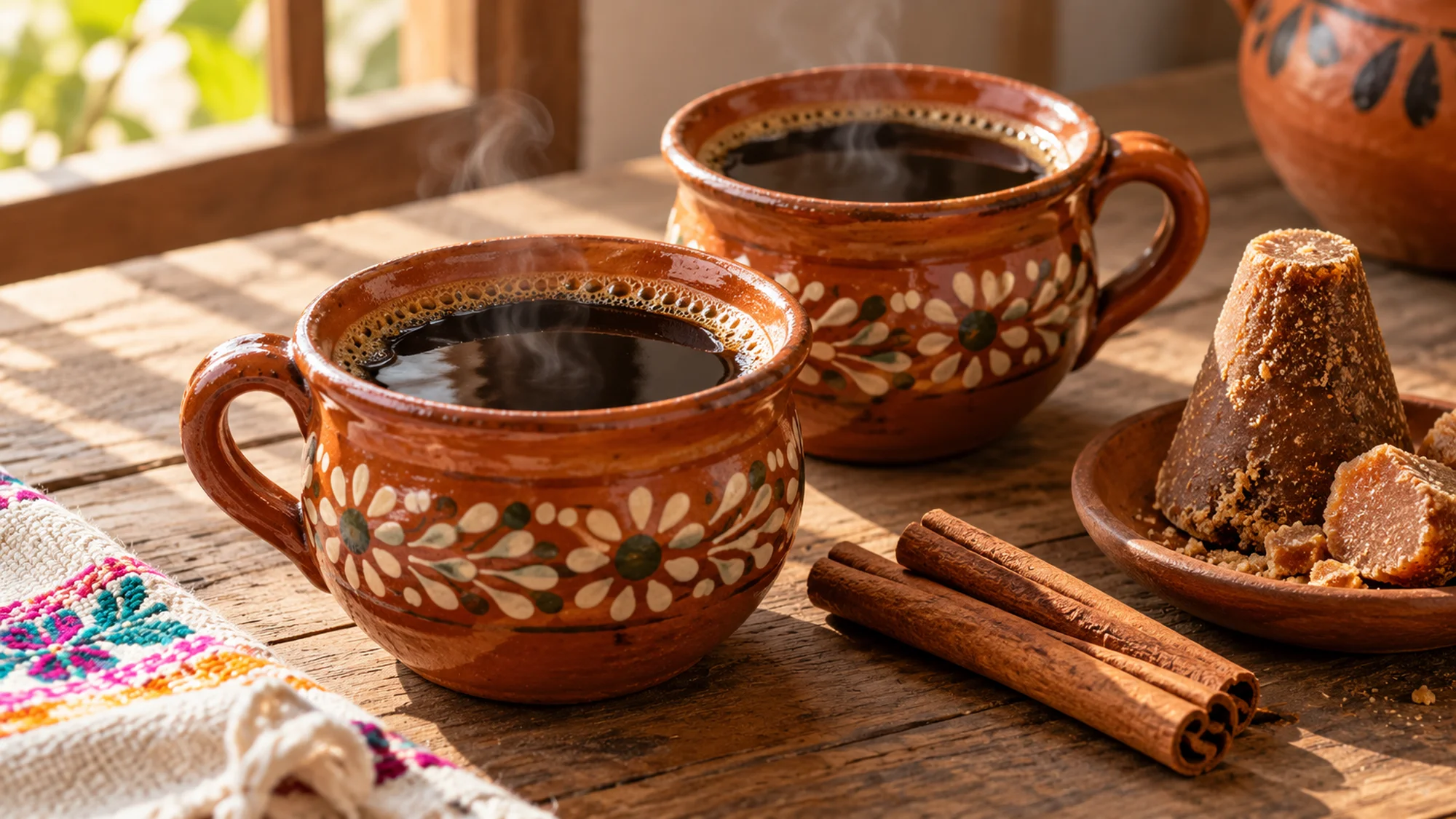 Café de olla in two ceramic cups