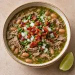 Carne en su jugo topped with bacon, onion and cilantro