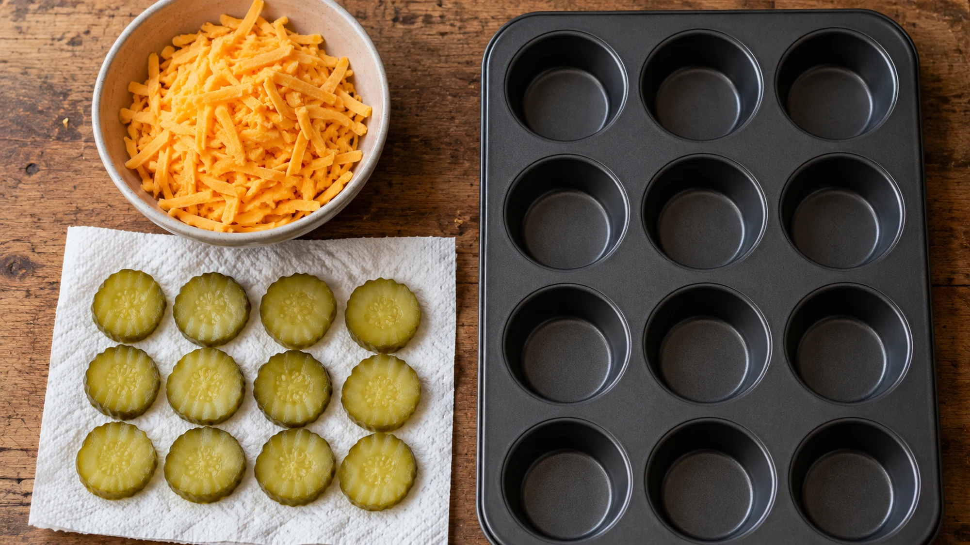 cheesy pickle chips ingredients prepared for cooking
