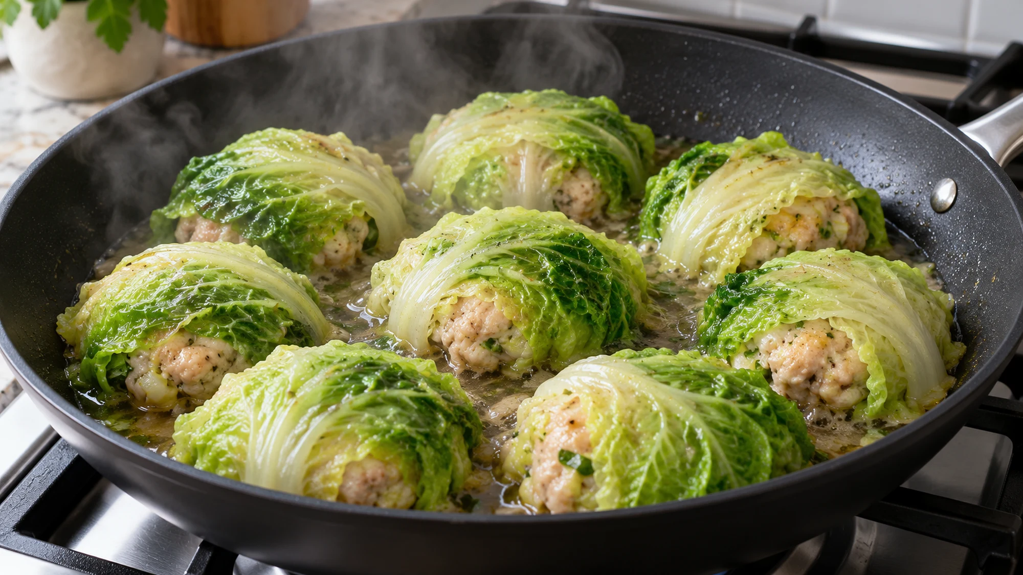 chicken blanket dumplings cooking in the pan