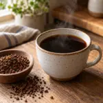 A cup of pure chicory coffee with roasted root granules