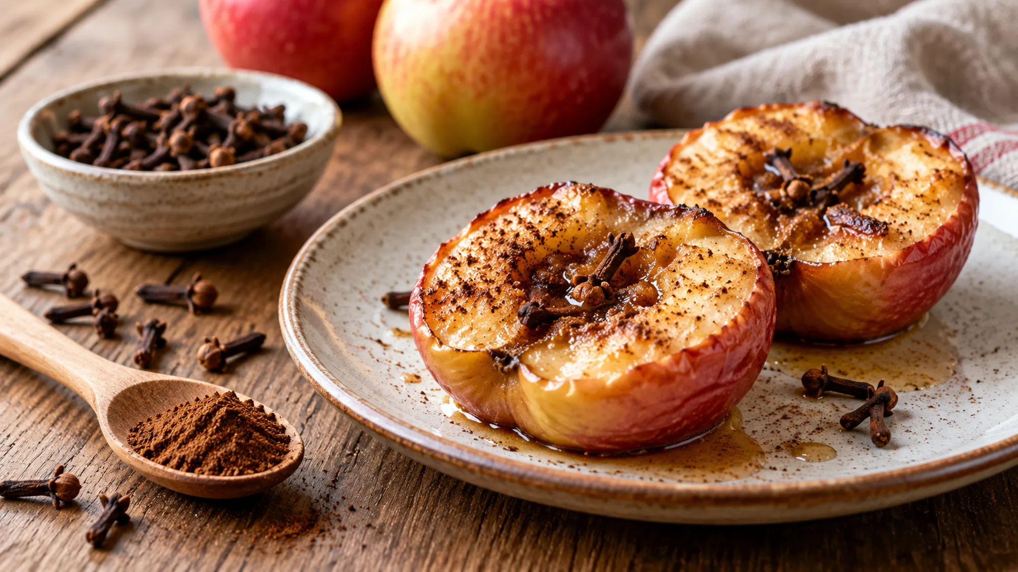 Baked apples with cloves and ground spice