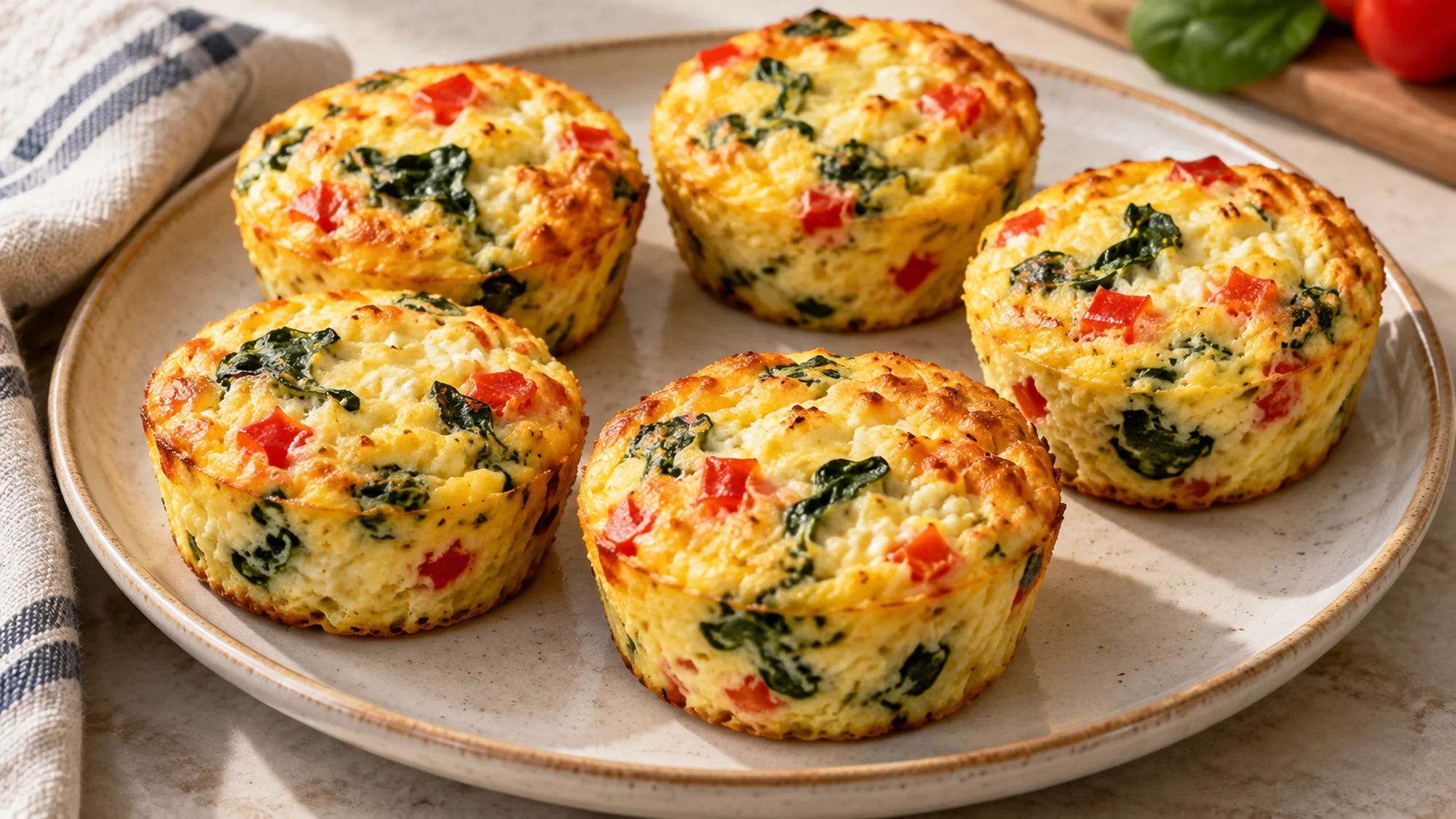 A serving of cottage cheese egg bites with golden tops