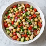 Dense bean salad with chickpeas, white beans and lemon dressing