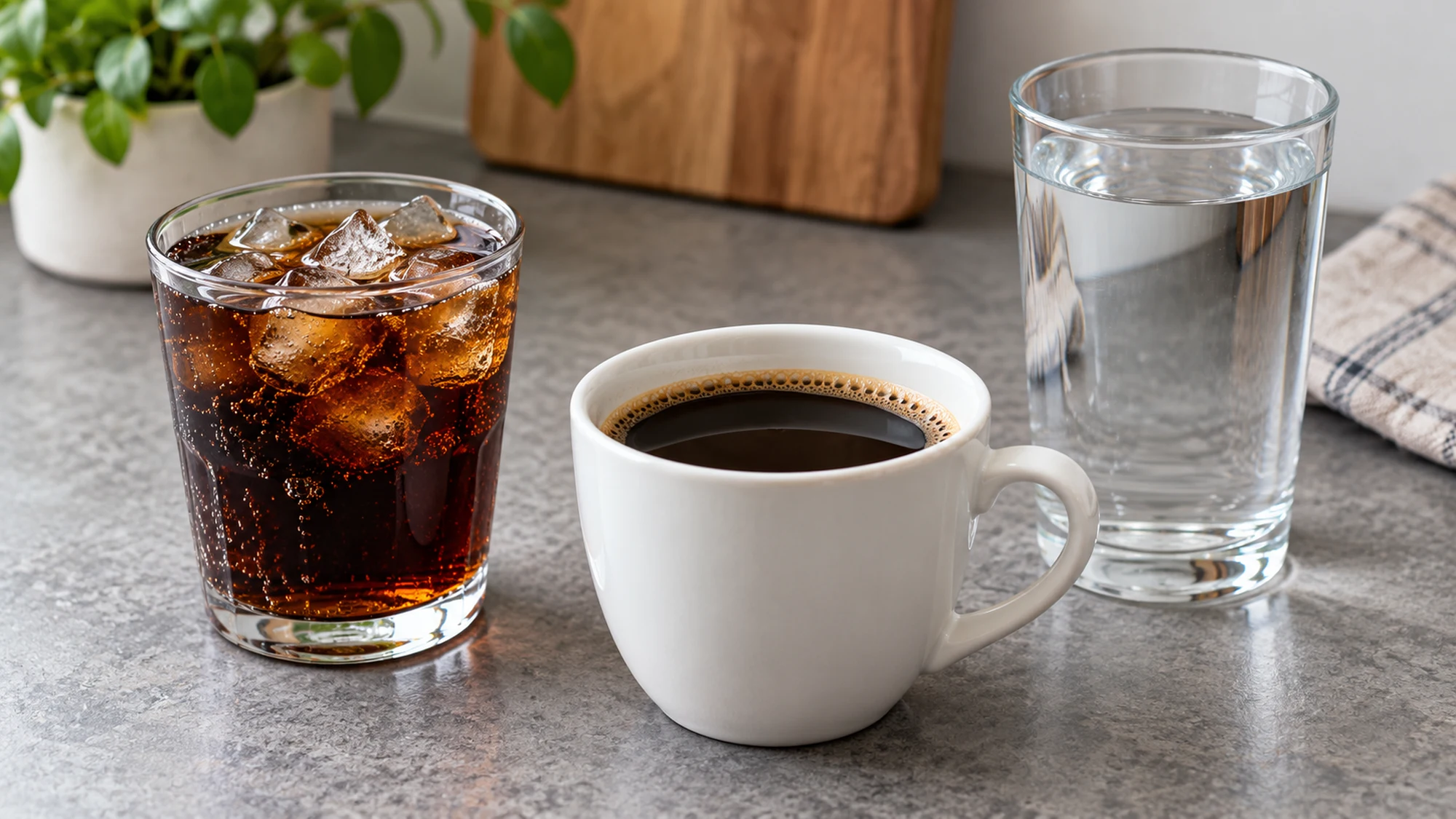 Cola, coffee and water for the does Coke Zero have caffeine comparison
