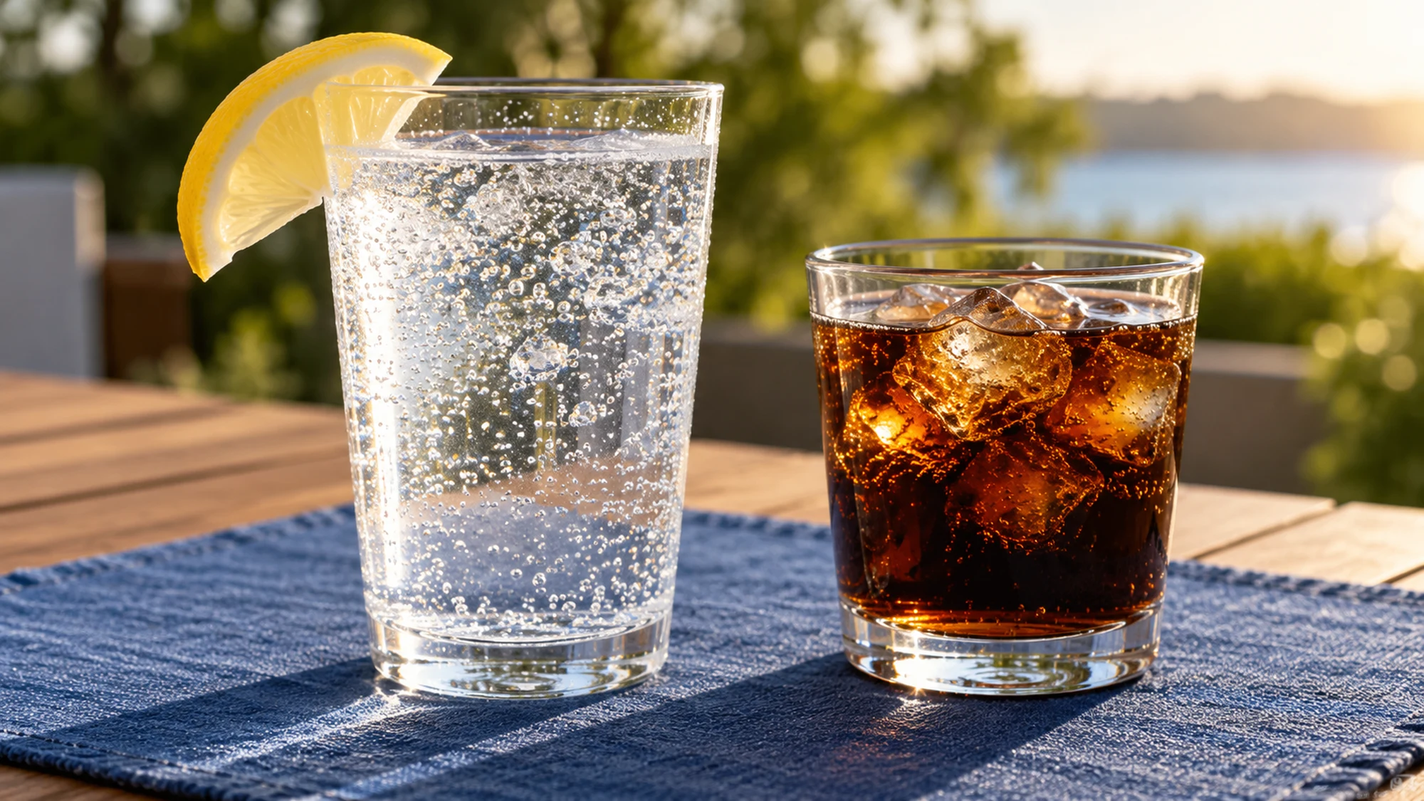 Sparkling water beside cola in the does Coke Zero have caffeine guide