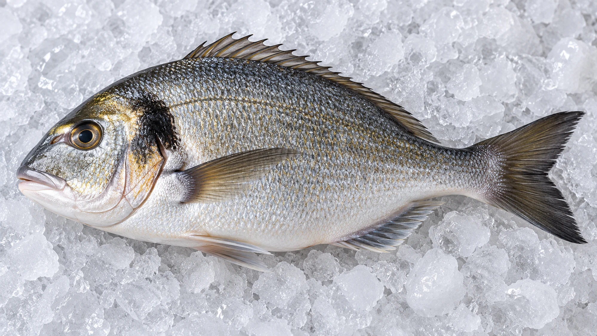 Silver gilthead sea bream with a golden head band, a different species from mahi-mahi