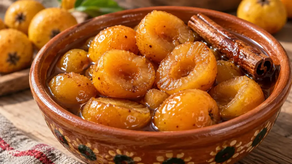 dulce de tejocote halves in amber cinnamon syrup