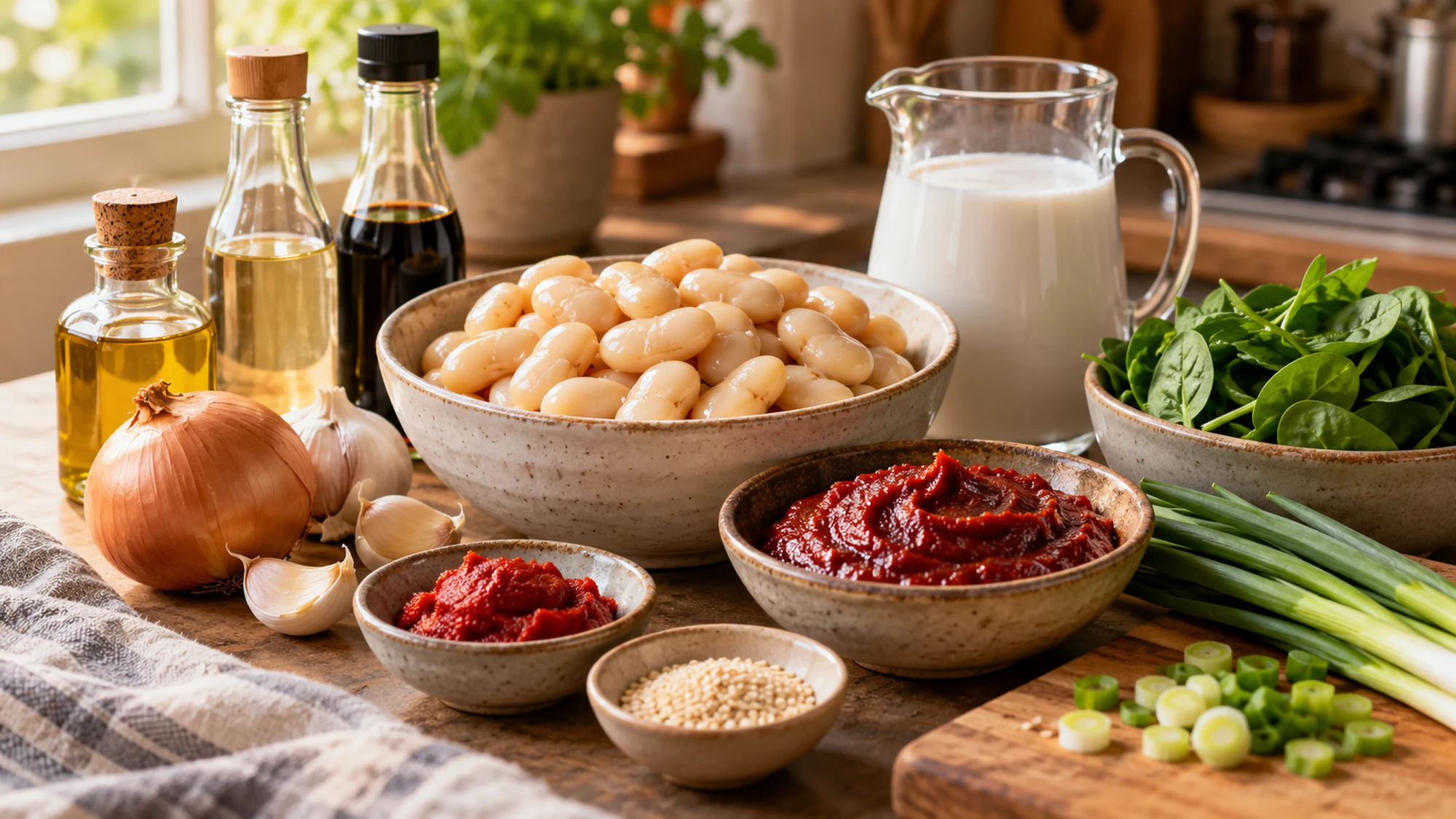 Ingredients for gochujang butter beans