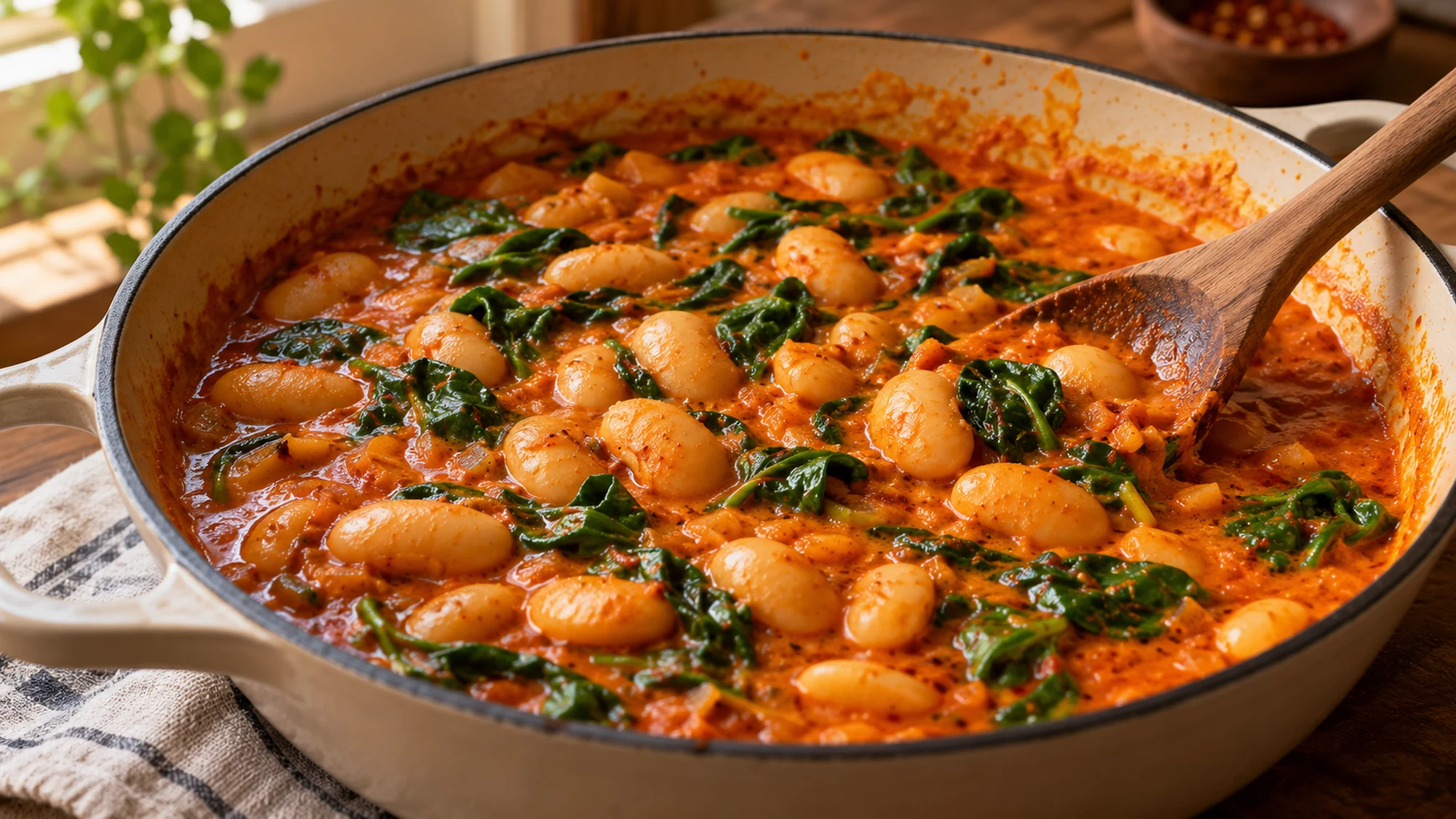 Preparing gochujang butter beans