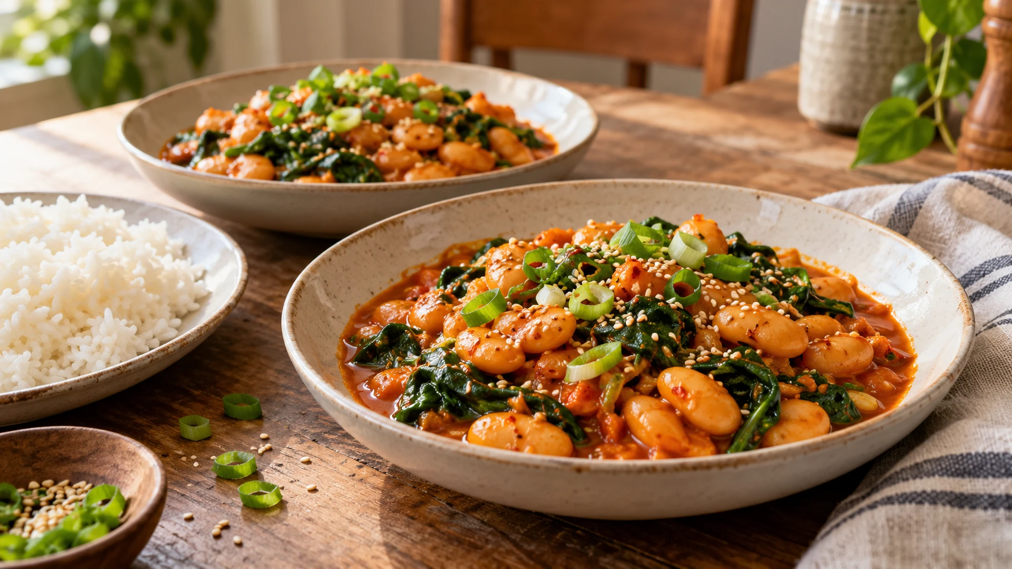 gochujang butter beans ready to serve