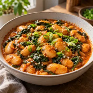 gochujang butter beans ready to serve