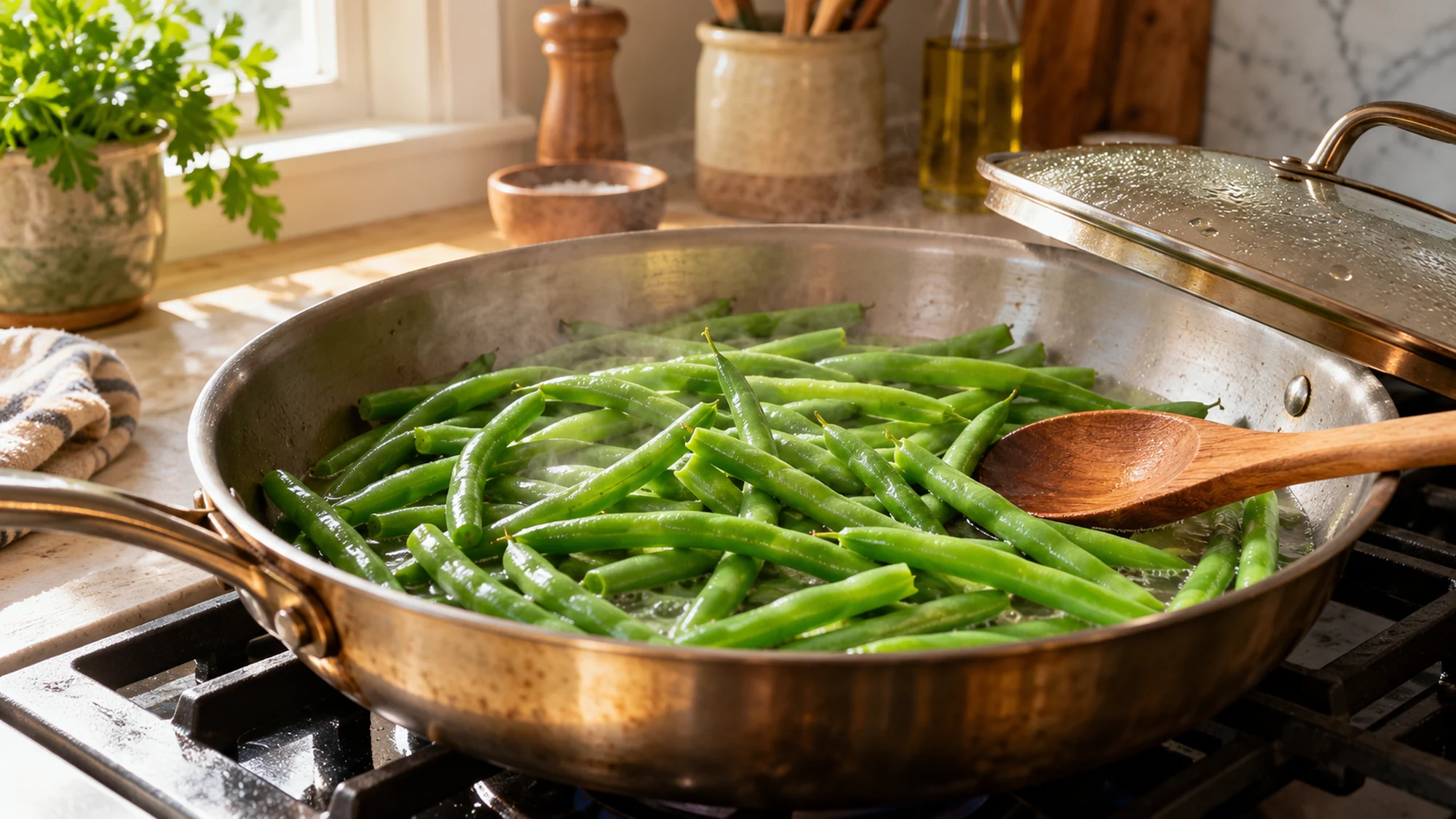 Preparing green beans recipe