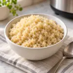 Plain quinoa showing the result of how to cook quinoa in a rice cooker