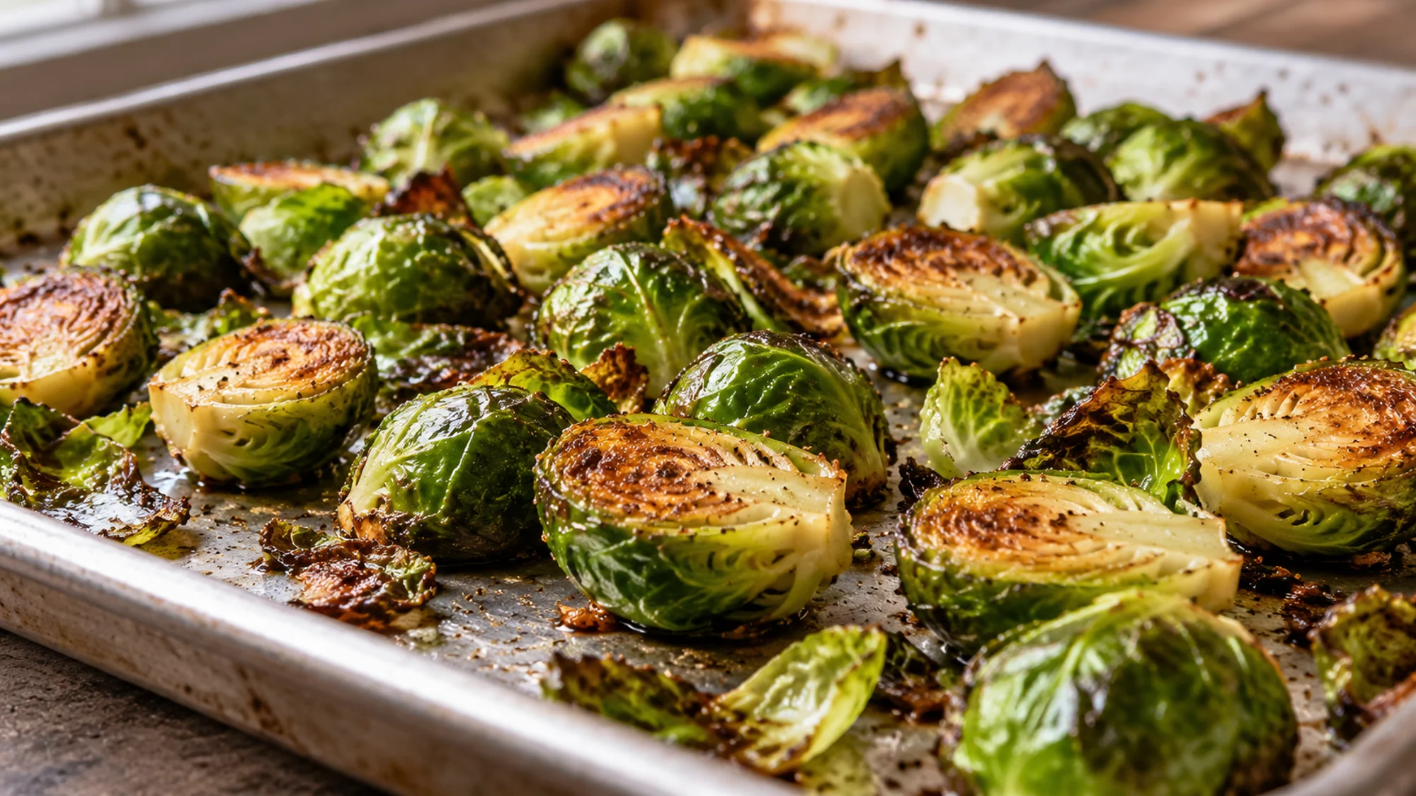 How to roast Brussels sprouts until the cut faces are golden and the leaves crisp