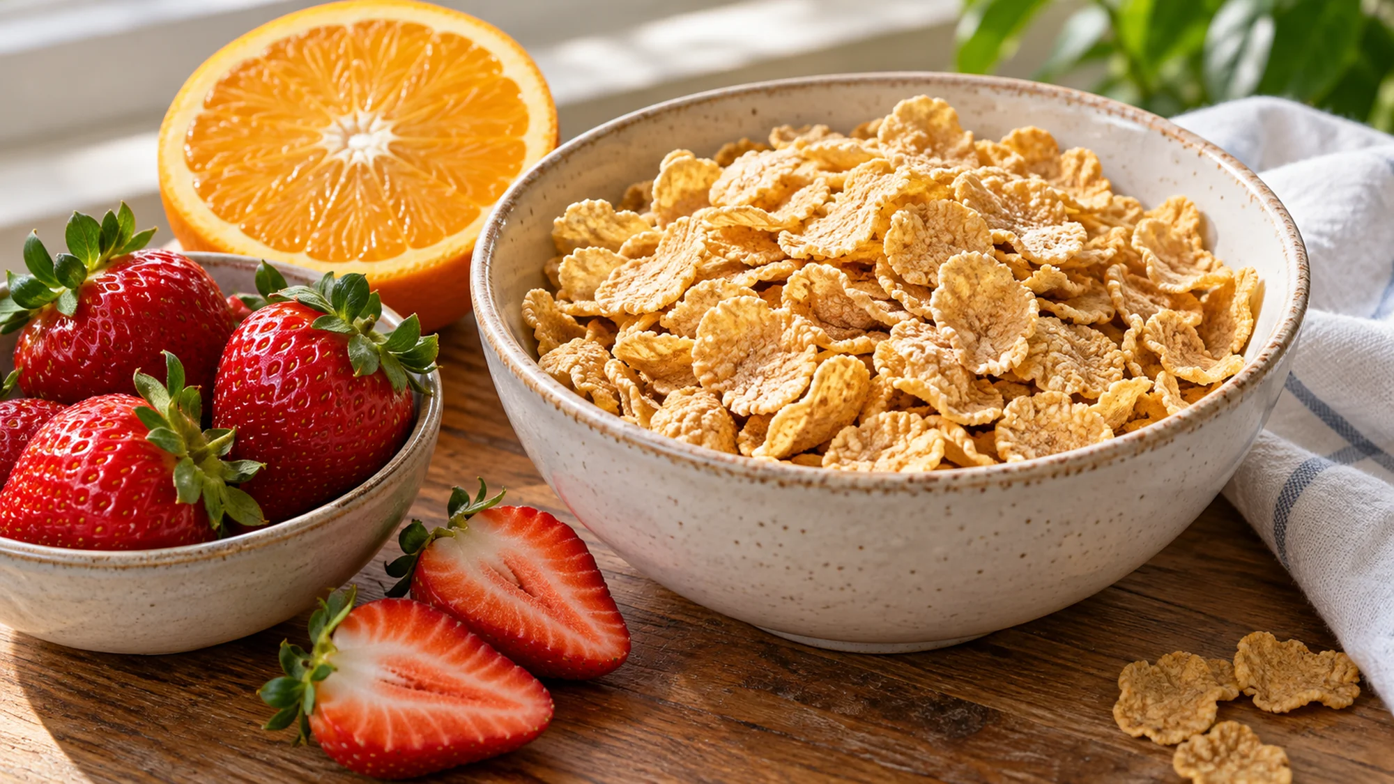 Cereal with strawberries and citrus for a guide to iron providing foods