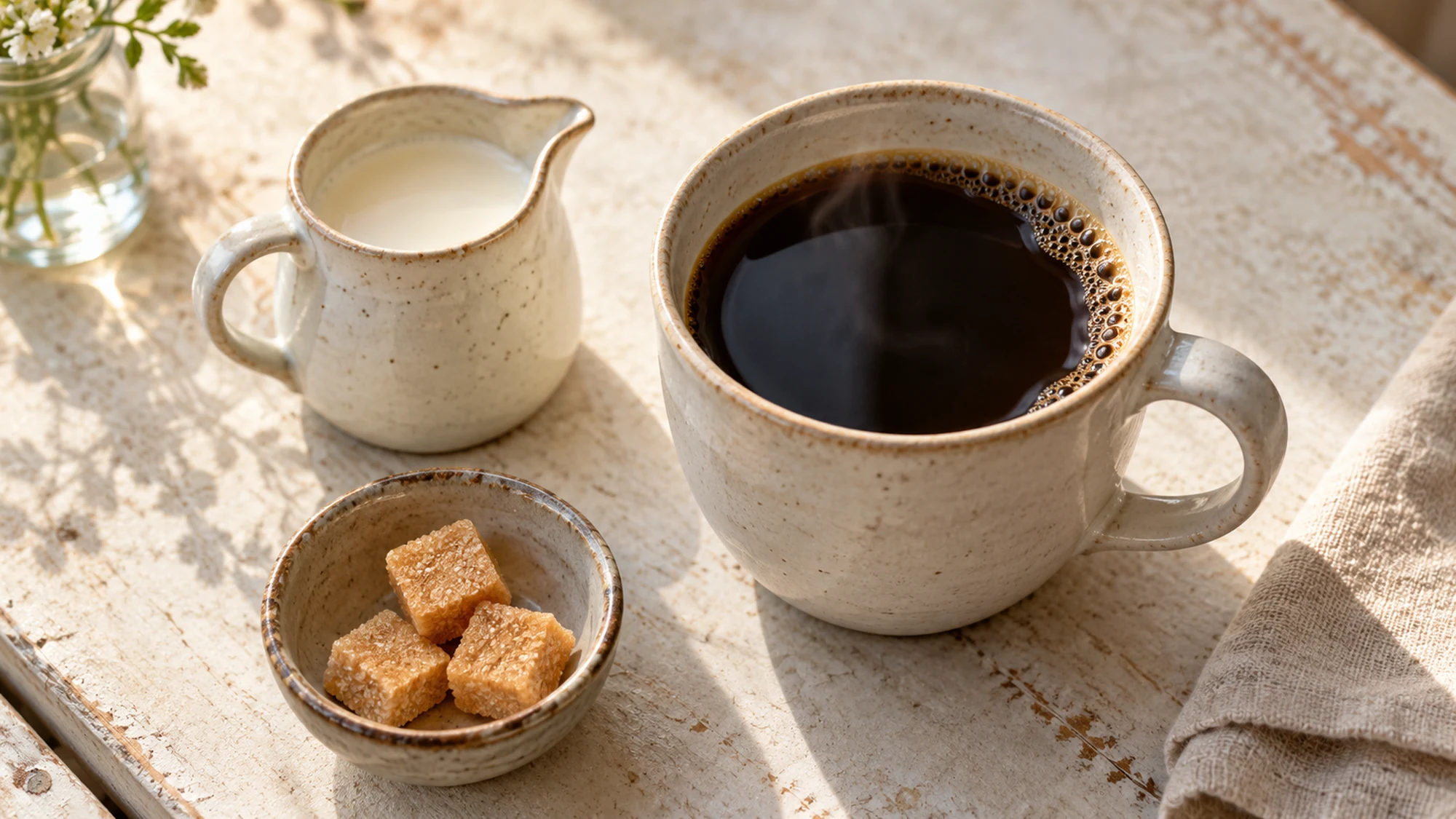 Is coffee bad for you? Black coffee with cream and sugar served separately