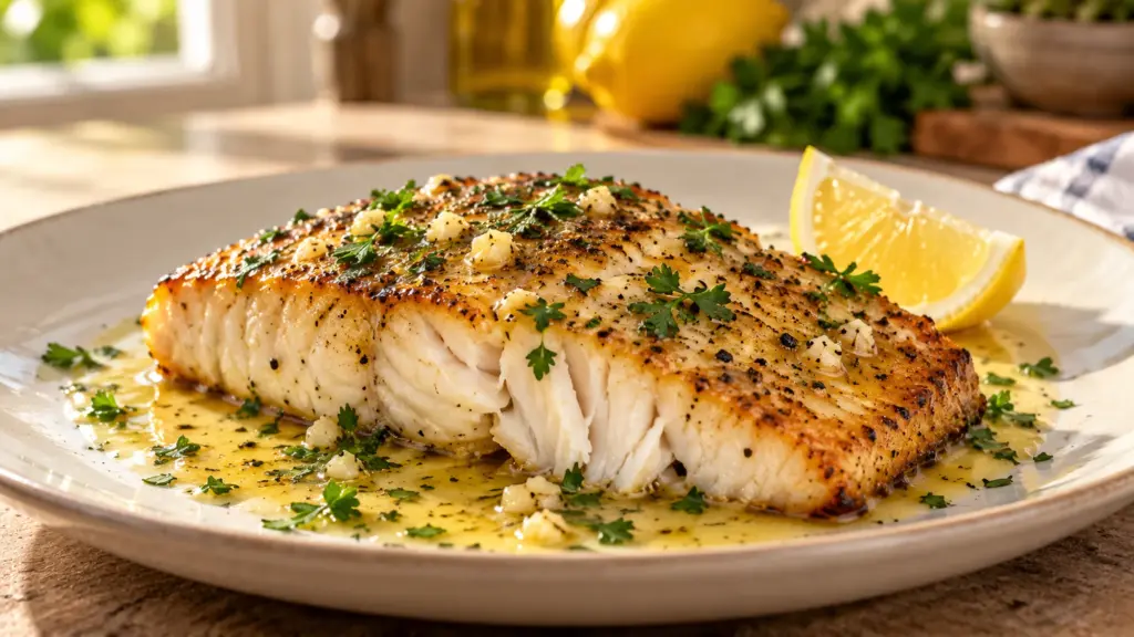 Mahi mahi recipe with golden fish and lemon parsley butter