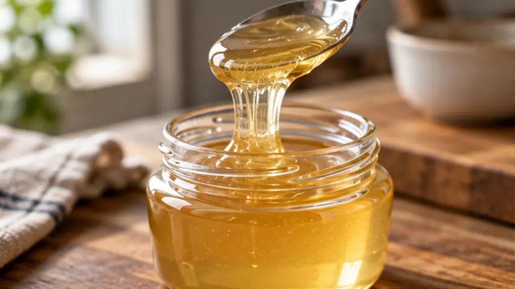 Maltose syrup in a glass jar