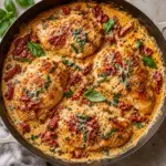Chicken cutlets in sun-dried tomato Parmesan cream sauce