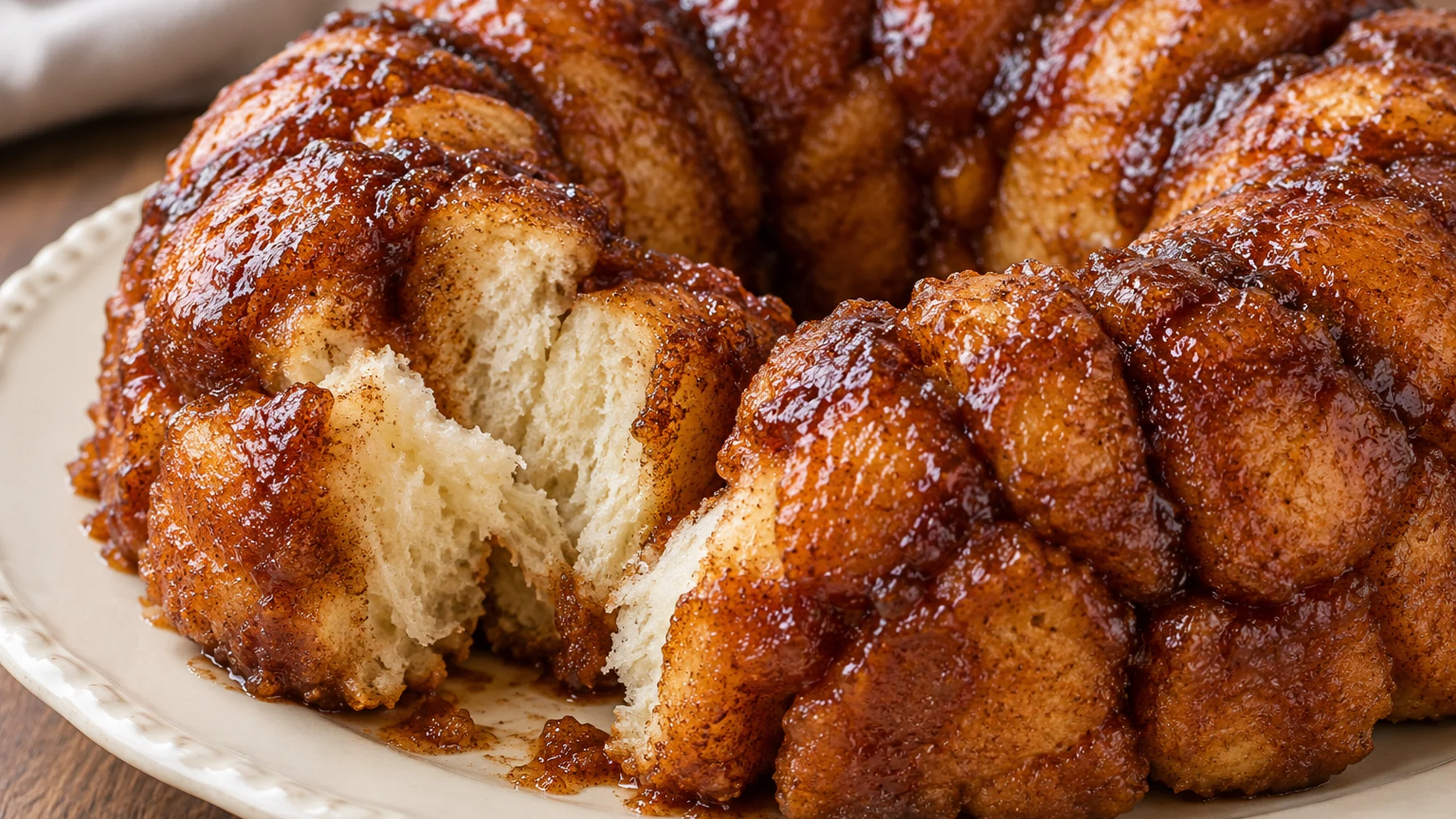 Fluffy interior of the cinnamon monkey bread recipe