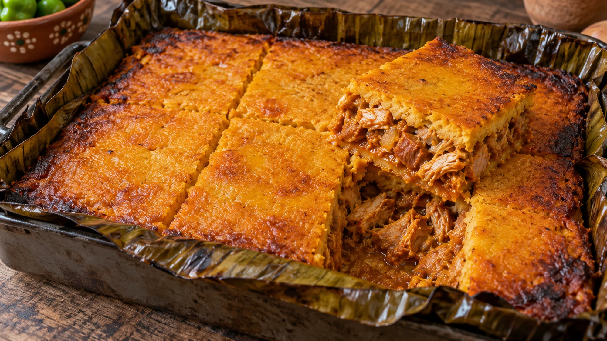 Mucbipollo baked and cut into portions