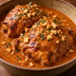 Pollo encacahuatado thighs topped with peanuts and cilantro