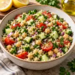 Quinoa salad with chickpeas and fresh vegetables