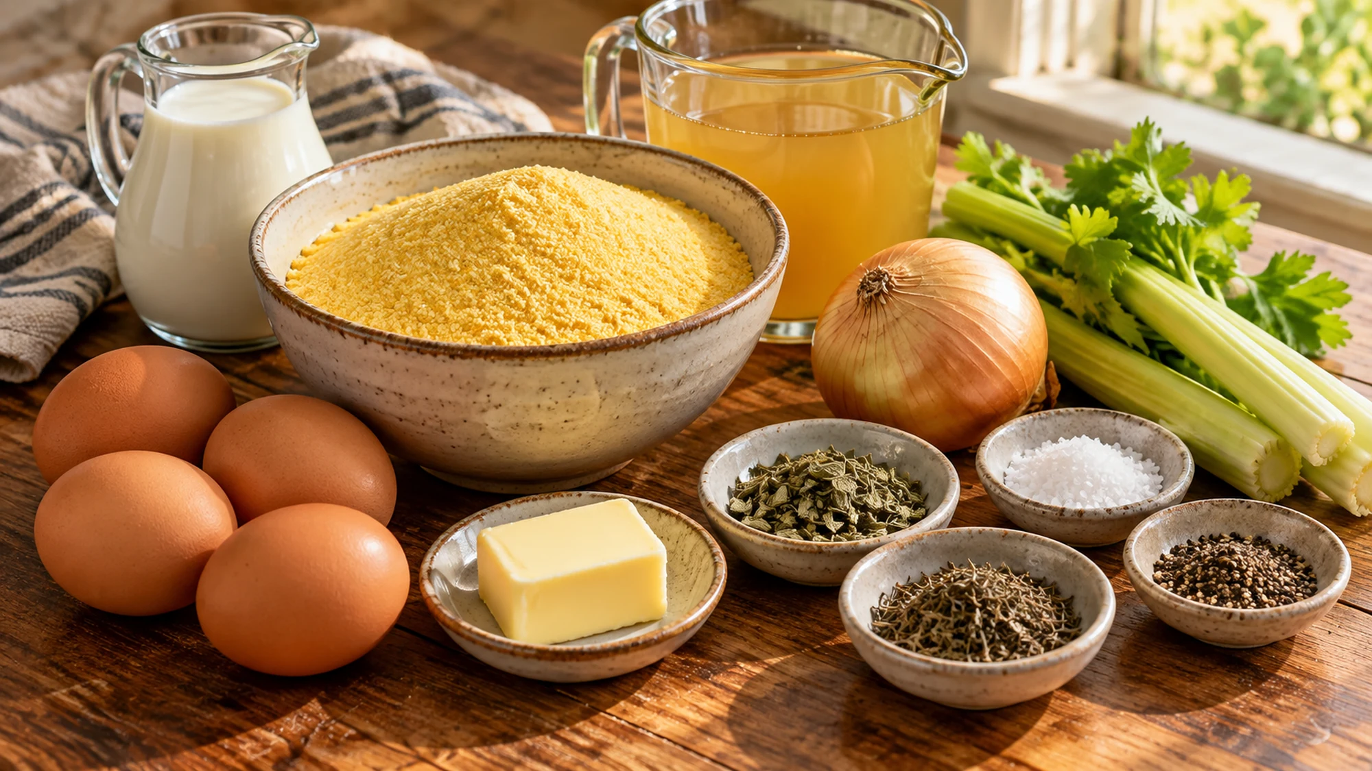 Ingredients for spoonbread dressing