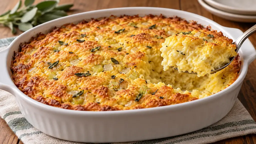 spoonbread dressing ready to serve