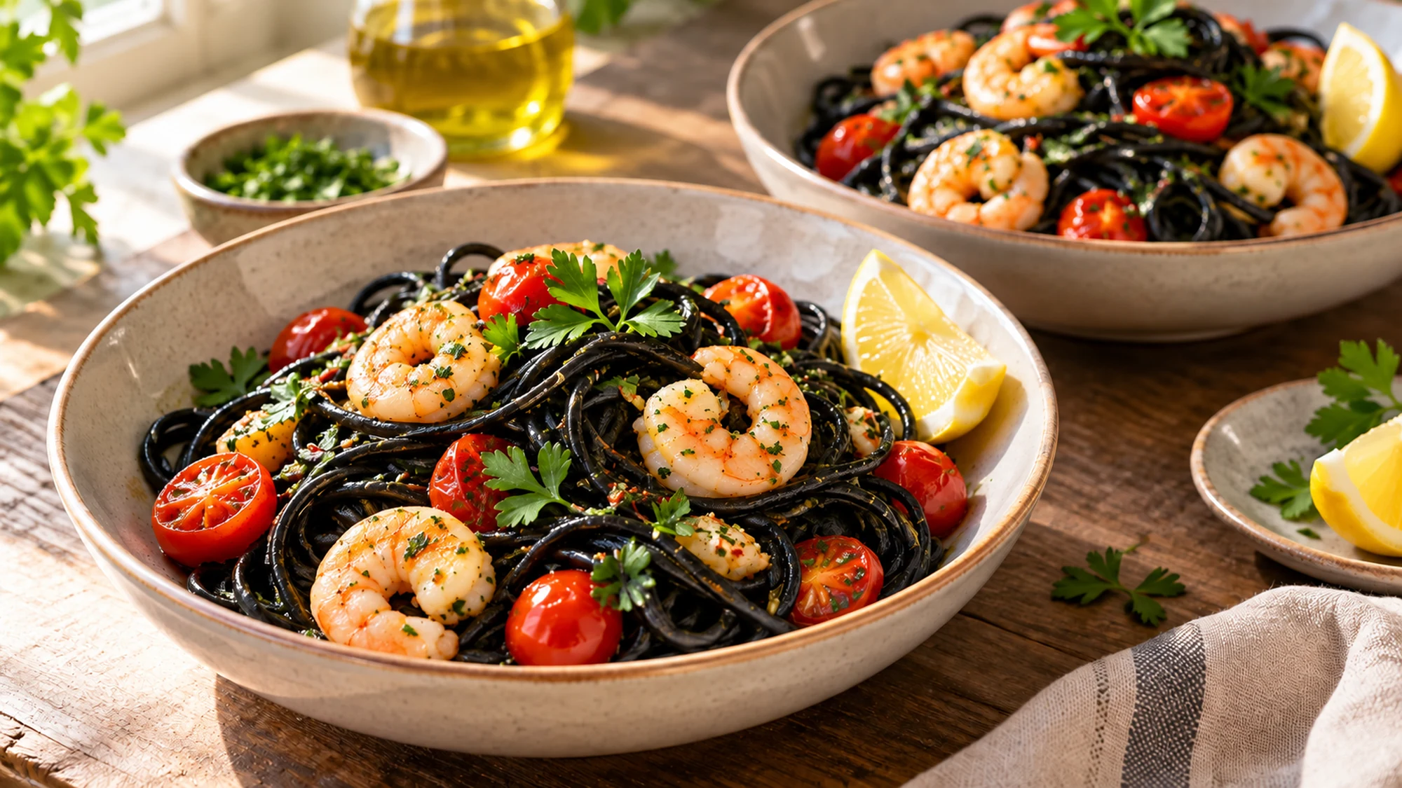squid ink pasta serving suggestion