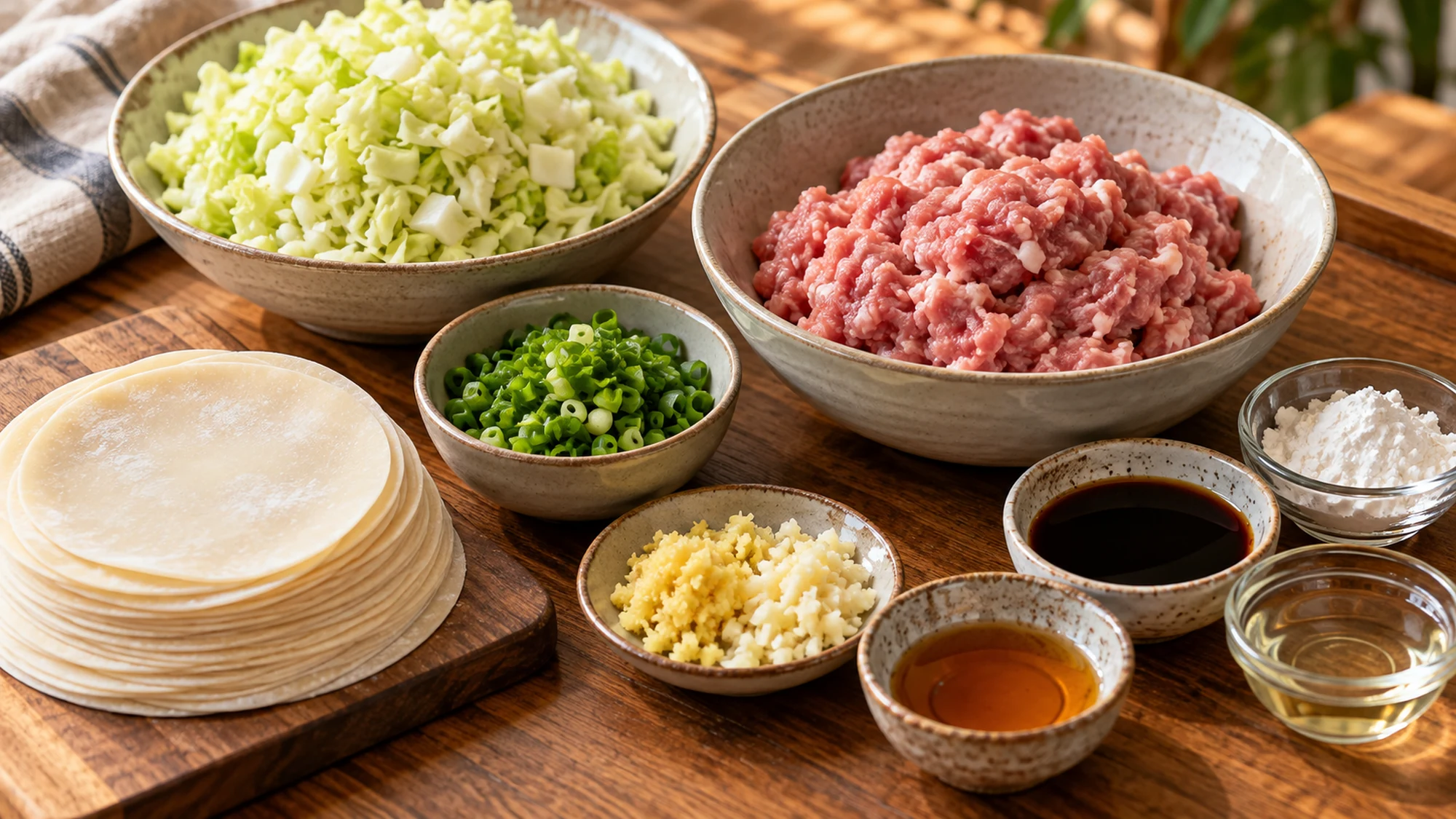 Ingredients for steamed dumplings