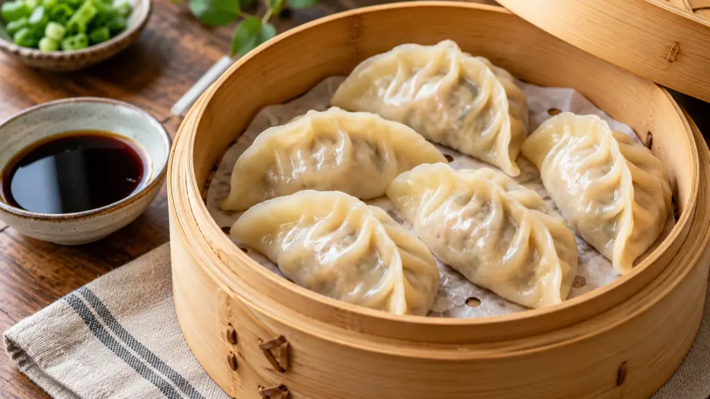 steamed dumplings ready to serve