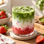 strawberry matcha latte ready to serve