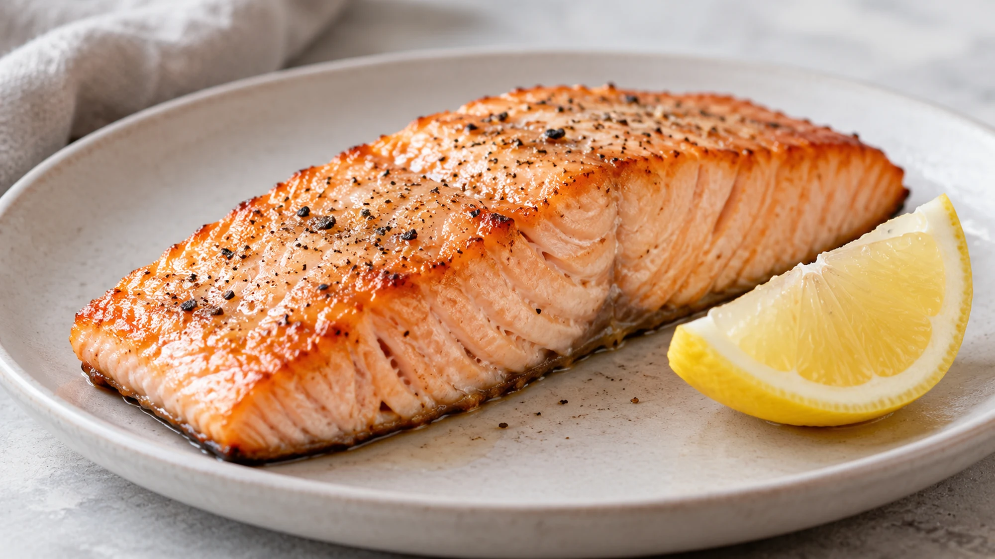 Salmon fillet with lemon as a food source in a vitamin D deficiency guide