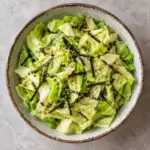 Overhead bowl of yamitsuki cabbage with nori strips